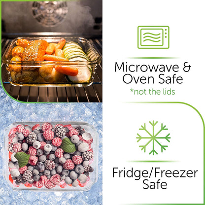 PrepNaturals 5 Pack 30 Oz Glass Meal Prep Containers - Dishwasher Microwave Freezer Oven Safe - Glass Storage Containers with Lids (Multi-Compartment)