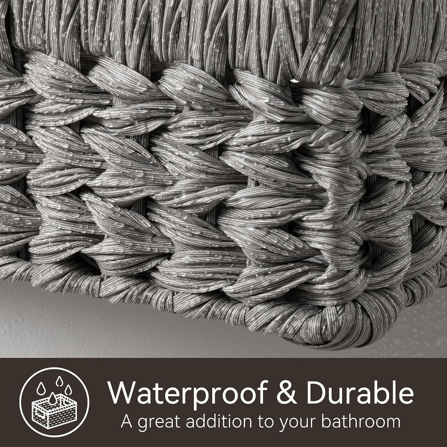 GRANNY SAYS Wicker Storage Baskets for Shelves, Water Hyacinth Basket with Scalloped Edge, Storage Wicker Baskets for Pantry, Large, 2-Pack