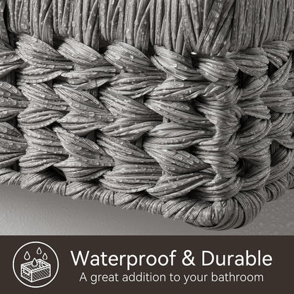 GRANNY SAYS Wicker Storage Baskets for Shelves, Water Hyacinth Basket with Scalloped Edge, Storage Wicker Baskets for Pantry, Large, 2-Pack