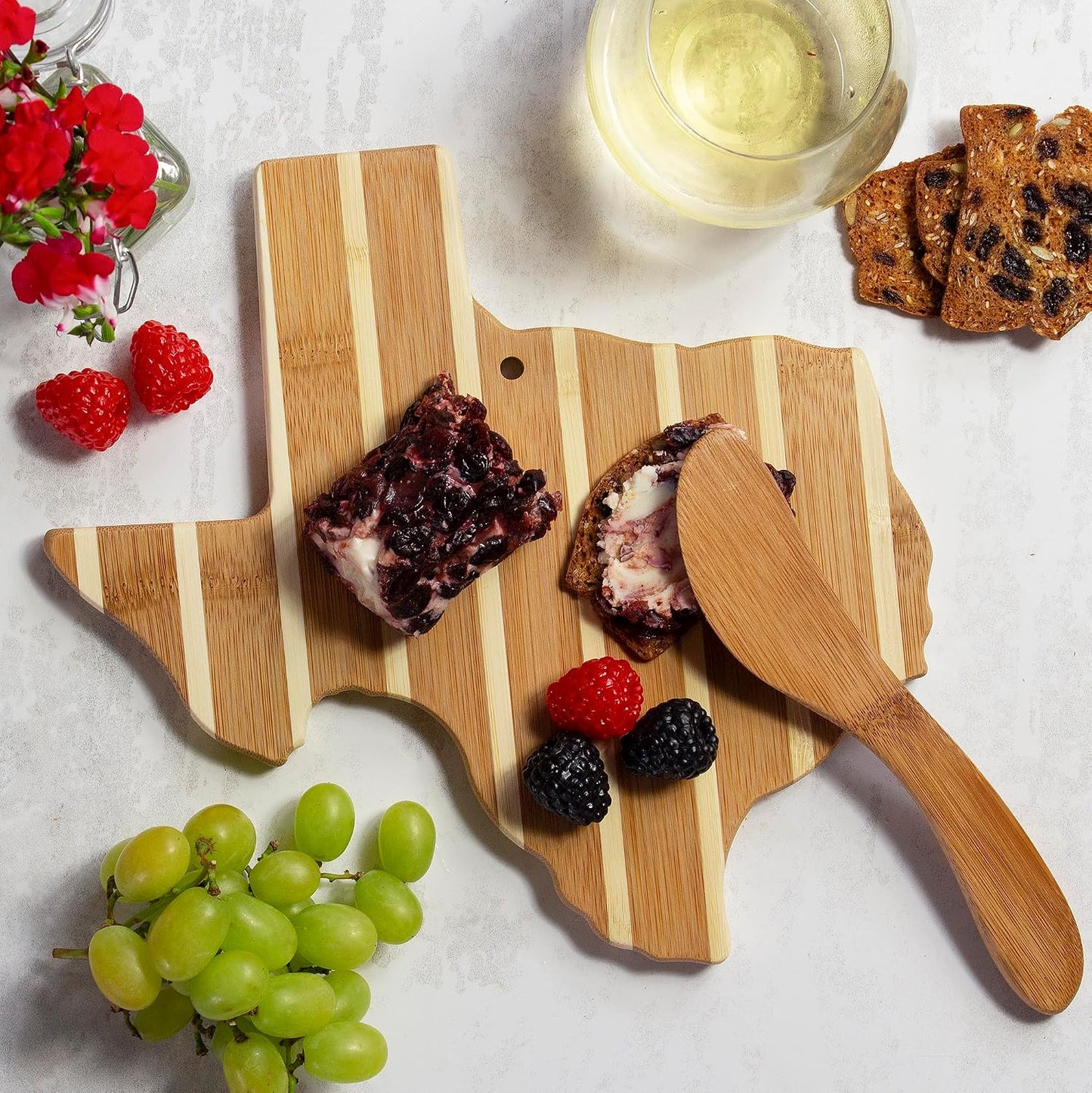 Totally Bamboo California Charcuterie Board with Spreader Knife Gift Set, 11-3/8" x 8-7/8"