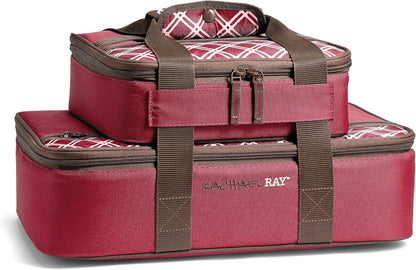 Rachael Ray Lugger Duo, Insulated Casserole Carrier for Hot or Cold Food, Thermal Lasanga Lugger Tote for Pockluck, Parties, Picnic, and Cookouts, Fits 9" x 13" Baking Dish, Sea Salt Grey
