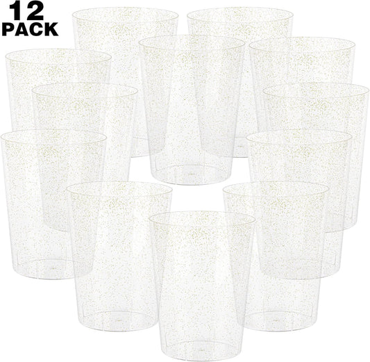 Tiawudi 12 Pack Plastic Ice Bucket For Parties, Silver Glitter Clear Wine Cooler for Wedding, Good as One Large Champagne Chiller Or Classic Wine Bottle Chiller