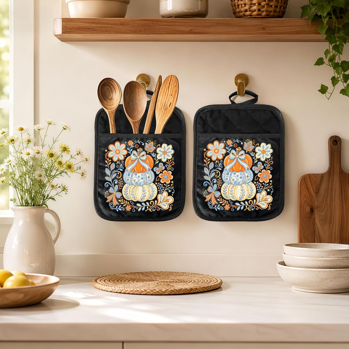 Gothic Cooking Skeleton Chef Pot Holders Heat Resistant