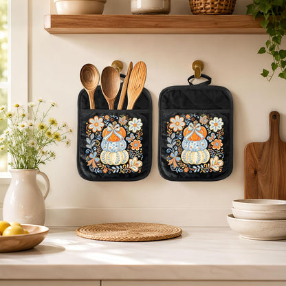 Gothic Cooking Skeleton Chef Pot Holders Heat Resistant