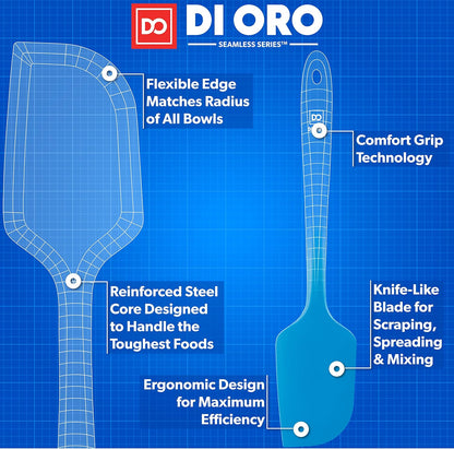 DI ORO Large Silicone Spatula - 600F Heat Resistant, Black