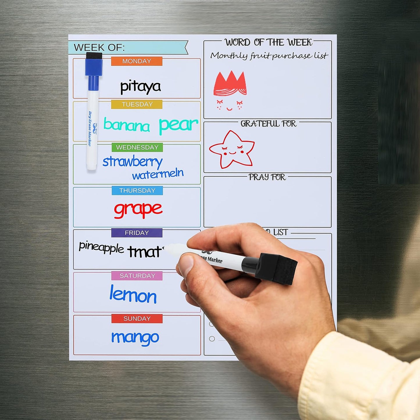 Mr. Pen- Magnetic Weekly Dry Erase Planner for Fridge, 12x15 Inches, Dry Erase Whiteboard Fridge Calendar with 4 Markers & Large Writing Space for Schedules, Chores, Meal Planning & Family To-Do List