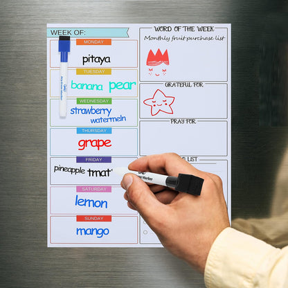 Mr. Pen- Magnetic Weekly Dry Erase Planner for Fridge, 12x15 Inches, Dry Erase Whiteboard Fridge Calendar with 4 Markers & Large Writing Space for Schedules, Chores, Meal Planning & Family To-Do List