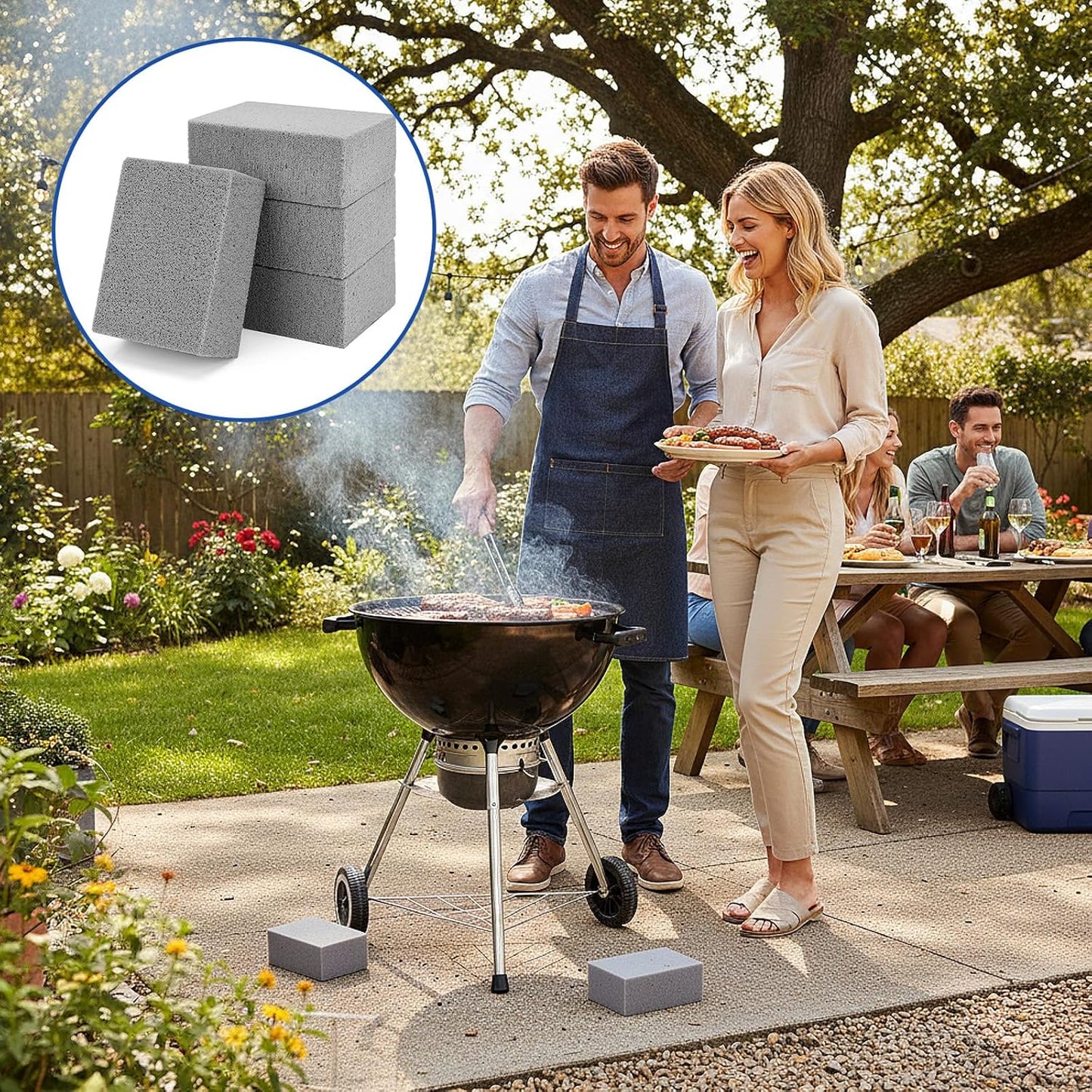 HATOKU 4 Pack Grill Cleaning Bricks, Pumice Stone for Cleaning Oven, Stove, BBQ Grill, Commercial Grade Cleaner for Cookers, Frying Pans, Racks, Flat