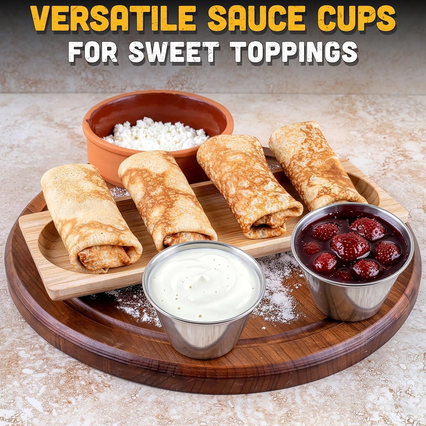12 Pcs Reusable Dipping Sauce Cups - 2.5 Oz Stainless Steel Stackable Condiment Cups, Sauce Ramekins 2.3" Diameter - Metal Ramekins for Sushi, Wings, Charcuterie, Tasting Plates, Meal Prep & Sauces