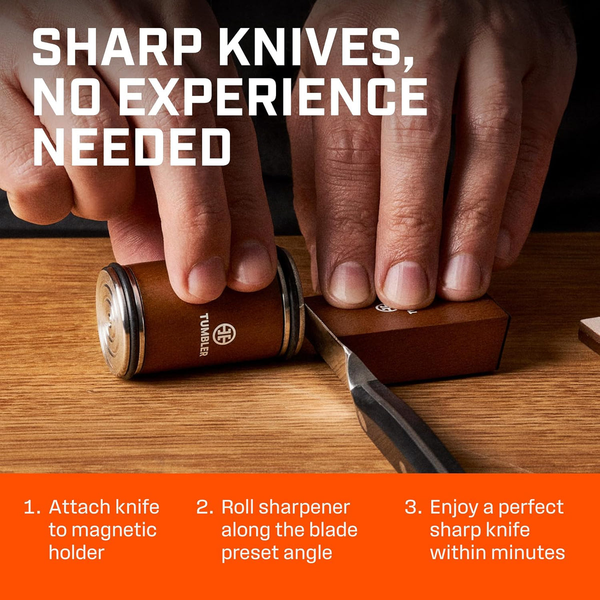 The Mini Tumbler Rolling Knife Sharpener™ + Carrying Case & Leather Strop