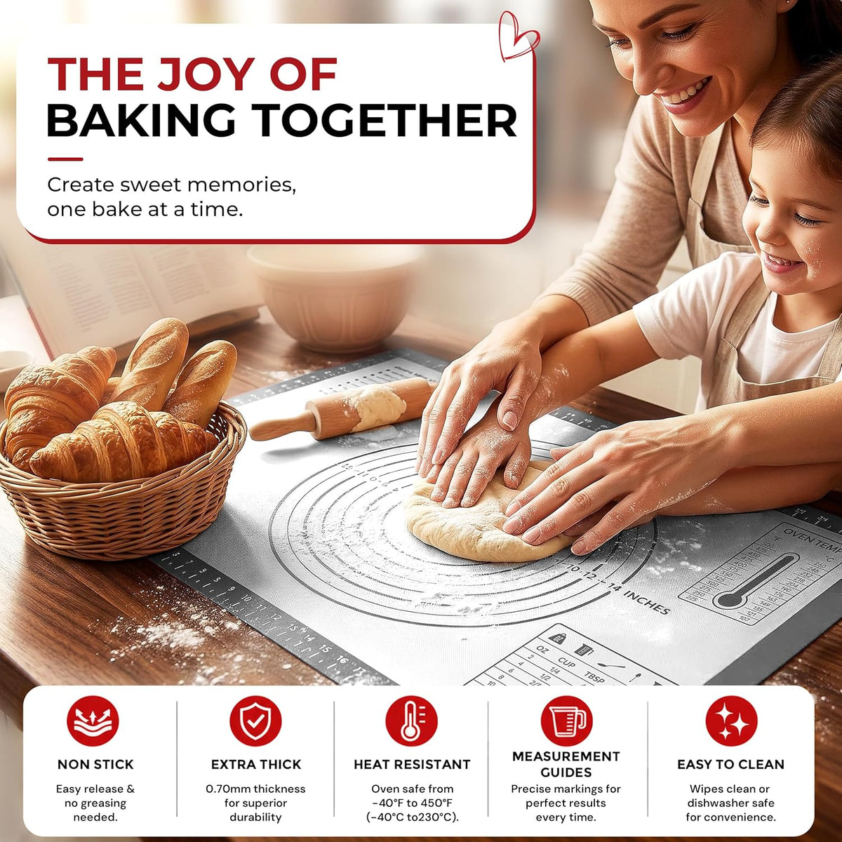 XL Silicone Pastry Mat for Baking Dough Mat, Extra Large 28x20 inches Grey