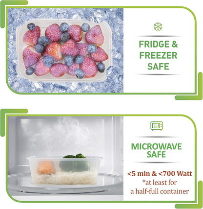 Prep Naturals 50 Pack Meal Prep Containers Reusable | BPA-Free Meal Prep Containers - Airtight Lids, Microwave, Freezer & Dishwasher Safe (50-Pack, 25 oz)