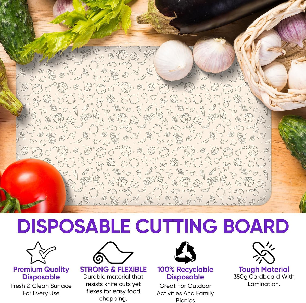 Disposable Cutting Boards, 30 Pack Large Flexible Sheets