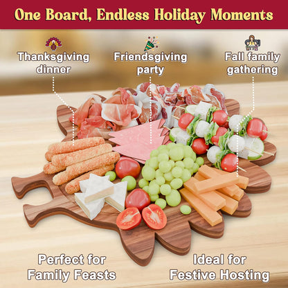 New – Reindeer Charcuterie Board – Acacia Wood Christmas Cutting Board (17x13in) Holiday Serving Tray, Winter Cheese Board, Wooden Christmas Platter & Kitchen Decor Gift for Festive Entertaining
