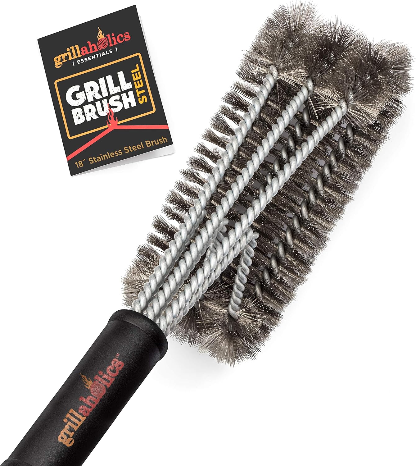 Grillaholics Grill Brush for Outdoor Grill - Safe Bristle Free BBQ Brush with Built-in Scraper – The Perfect Grilling Accessory for Cleaner Grilling