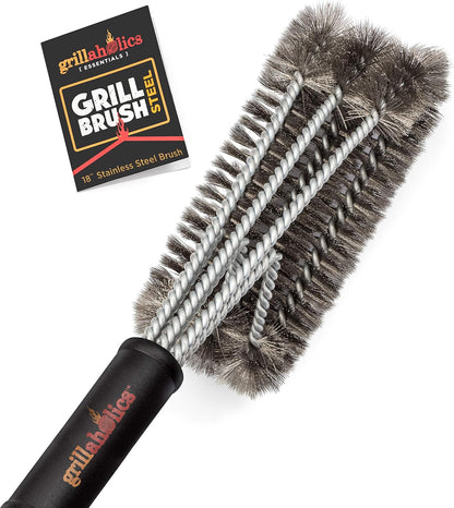Grillaholics Grill Brush for Outdoor Grill - Safe Bristle Free BBQ Brush with Built-in Scraper – The Perfect Grilling Accessory for Cleaner Grilling