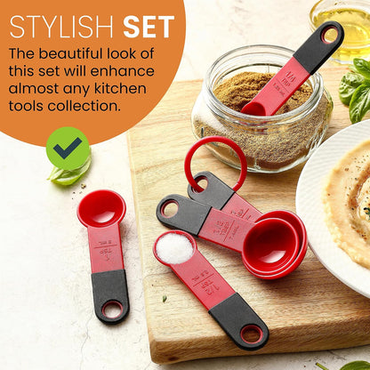 Spring Chef Magnetic Measuring Cups and Spoons Set of 9, Nesting Kitchen Tool with Easy to Read Markings for Measuring Dry or Liquid Ingredient, BPA Free, Black