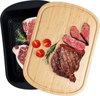 BBQ Tray for Raw Meat Prep and Cooked Food, Grill Prep and Serve Trays, Melamine Serving Trays and Platters for Food, Unbreakable Party Tray, Set of 2, Black and Red