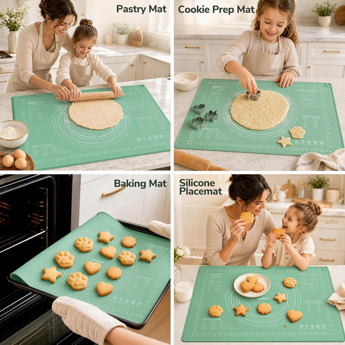 Platinum Silicone Pastry Mat with Measurements, 28 x 20 in | 5 mm raised edge, non-slip base and nonstick surface for rolling dough, sourdough, pizza dough and pie crust