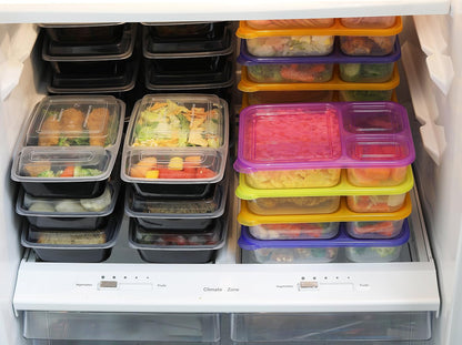 16 Pack - SimpleHouseware 2 Compartment Food Grade Meal Prep Storage Container Boxes (28 ounces)
