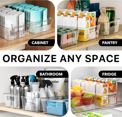 Simple Houseware 4 Pcs Pantry Clear Bin Storage Organizer, 14" x 7" x 3.75"