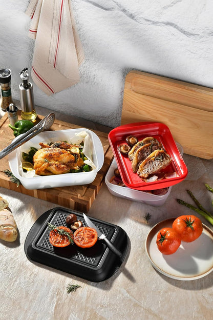 Large Marinade Container with Pyramids Carving Board Style Lid | Grill Prep and Deep Serve Tray | Microwave & Oven Safe Serving Platter Ideal Storing BBQ Meat, Vegetables,Roasting Turkey & Chicken