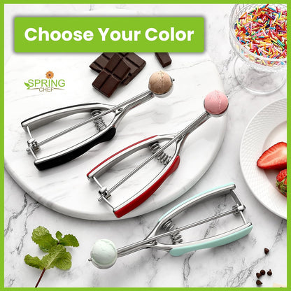 Spring Chef Extra Large Stainless Steel Cookie Scoop, #10, 5.5 Tbsp, Black