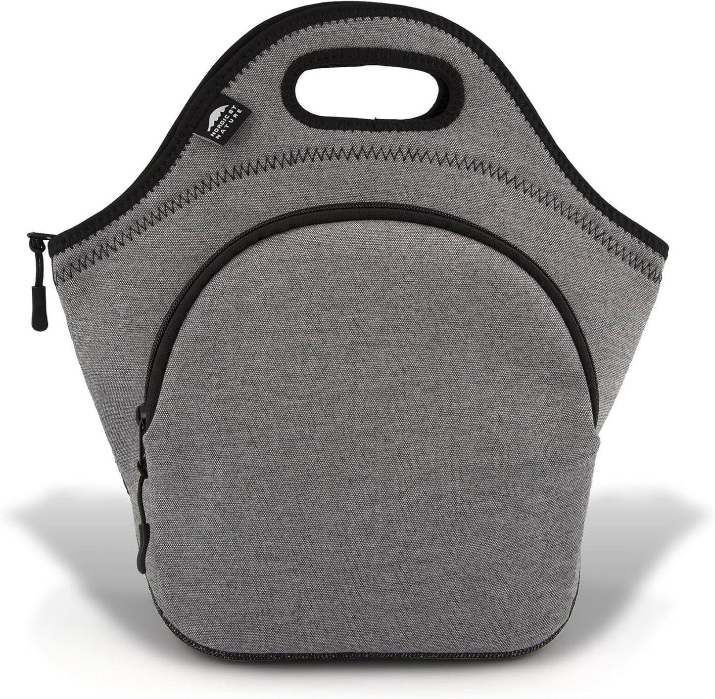 Nordic By Nature Large Neoprene Lunch Bag for Women & Lunch tote for Kids Insulated Lunch bag Reusable Washable Extra Thick Neoprene & Soft Cotton Feel, Premium Stitching, Outside Pocket, (L) Black