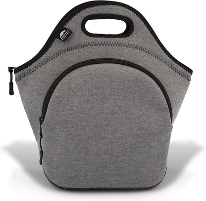 Nordic By Nature Large Neoprene Lunch Bag for Women & Lunch tote for Kids Insulated Lunch bag Reusable Washable Extra Thick Neoprene & Soft Cotton Feel, Premium Stitching, Outside Pocket, (L) Black