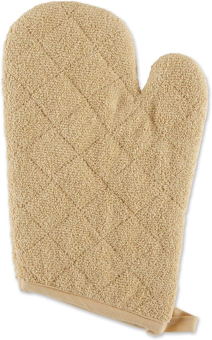 DII Basic Terry Collection 100% Cotton Quilted, Oven Mitt, Brown, 2 Piece