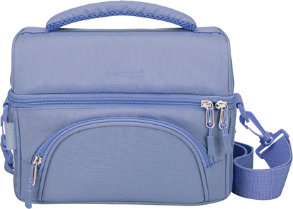 Bentgo Deluxe Lunch Bag - Durable and Insulated Lunch Tote with Zippered Outer Pocket, Internal Mesh Pocket, Padded and Adjustable Straps, & 2-Way Zippers - Fits All Lunch Boxes (Blue)