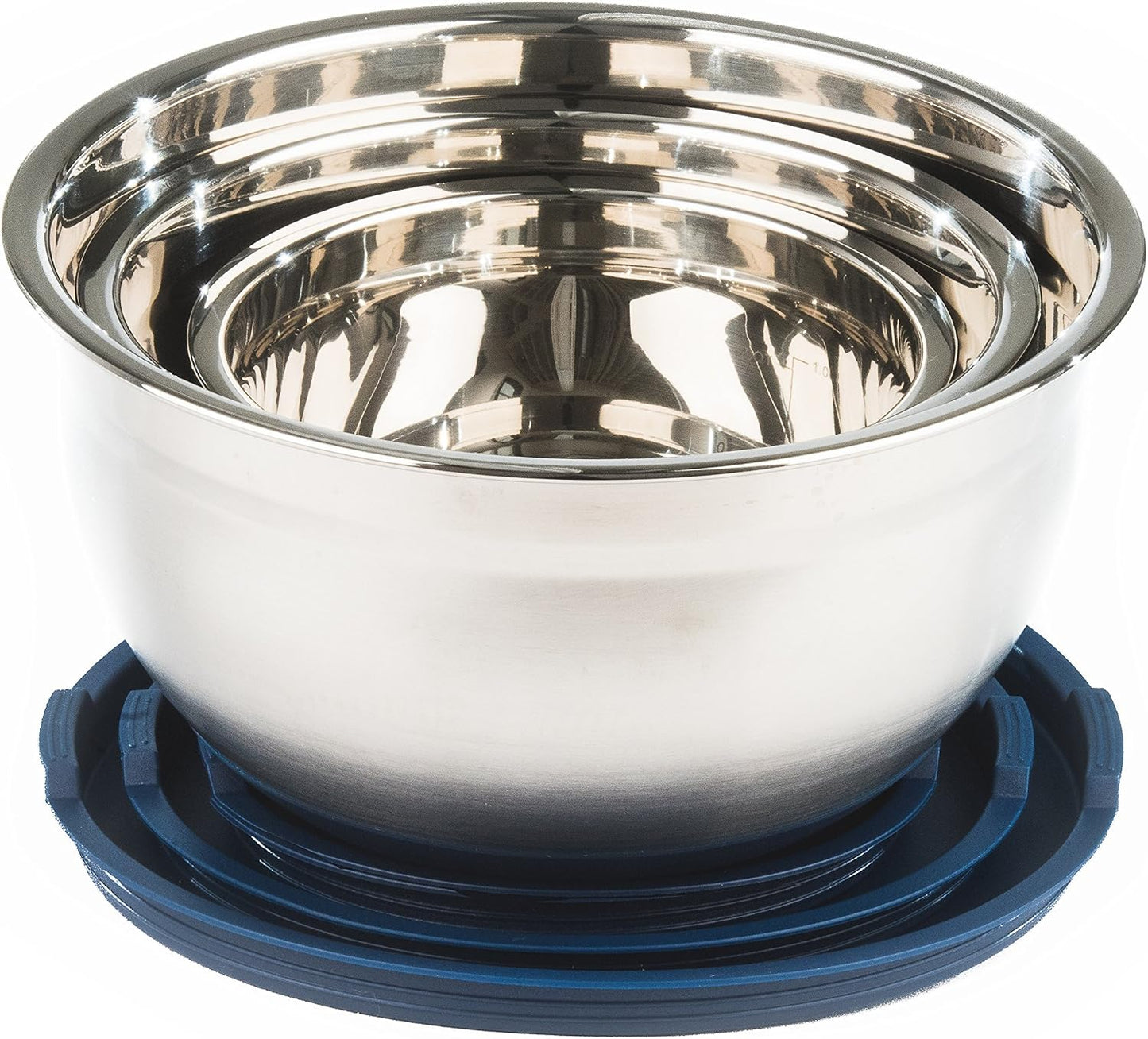 Stainless Steel Mixing Bowls with Lids and Non Slip Bases (Set of 5, Black)