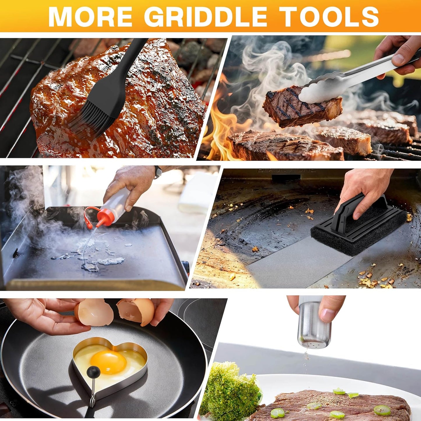 Griddle Accessories Kit, HaSteeL 20Pcs Flat Top Grill Accessories for Camping, Professional ABS Griddle Spatula Grill Tools Set with Melting Dome for Teppanyaki BBQ Outdoor, Perfect Grilling Gifts
