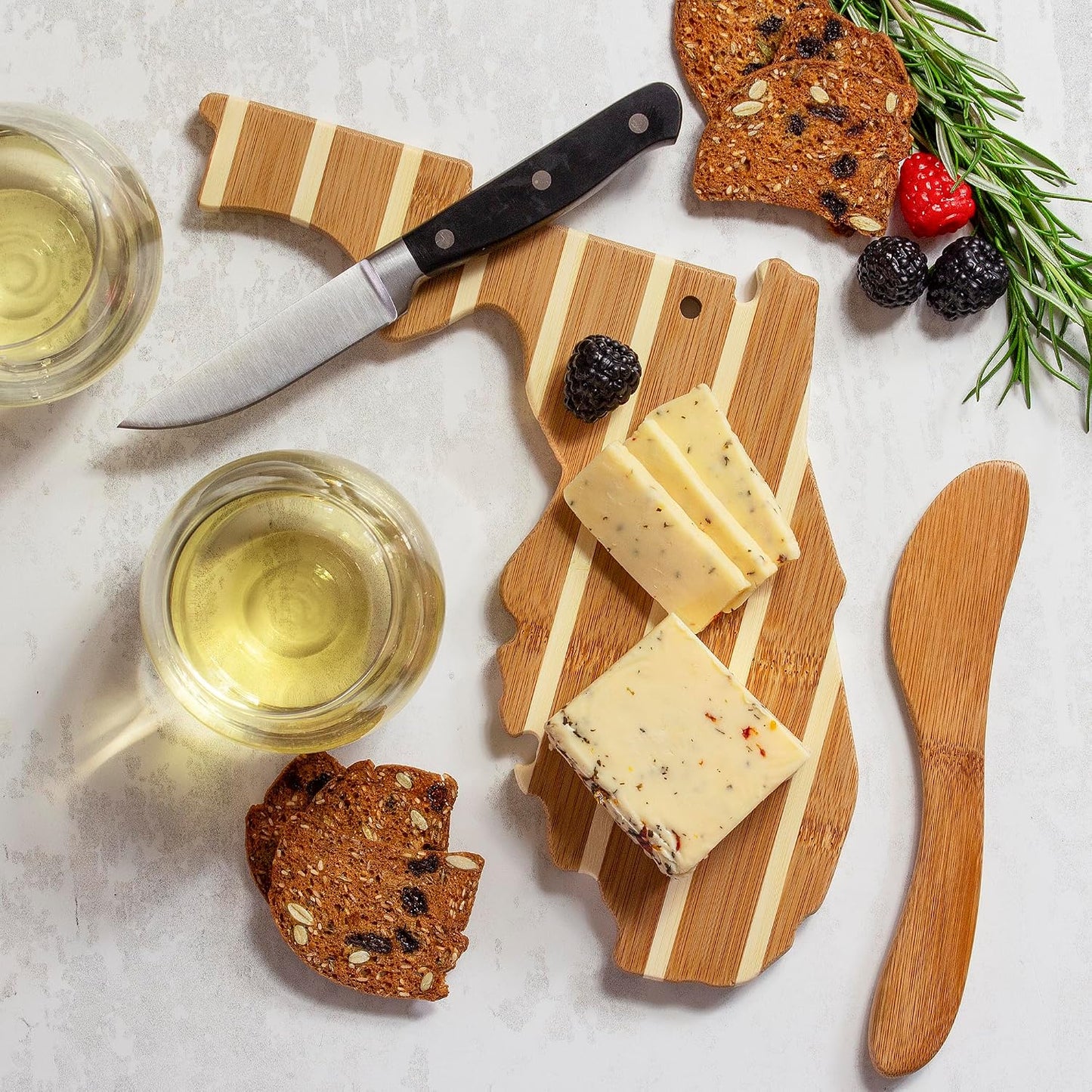 Totally Bamboo California Charcuterie Board with Spreader Knife Gift Set, 11-3/8" x 8-7/8"