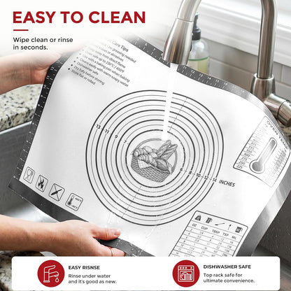 XL Silicone Pastry Mat for Baking Dough Mat, Extra Large 28x20 inches Grey