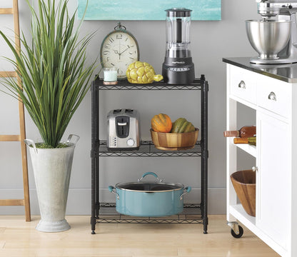 Whitmor 2-Wire Shelving Unit, Metal Storage Shelves, Stacking Shelf with Basket, Easy Assembly Home Organizer for Pantry, Kitchen, Garage, Plant
