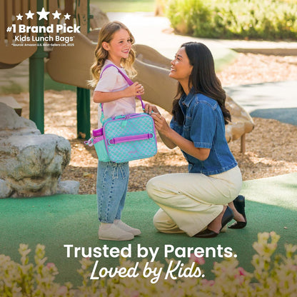 Bentgo Kids Lunch Bag - Durable, Double-Insulated Lunch Bag for Kids 3+; Holds Lunch Box, Water Bottle, & Snacks; Easy-Clean Water-Resistant Fabric & Multiple Zippered Pockets (Mermaid)