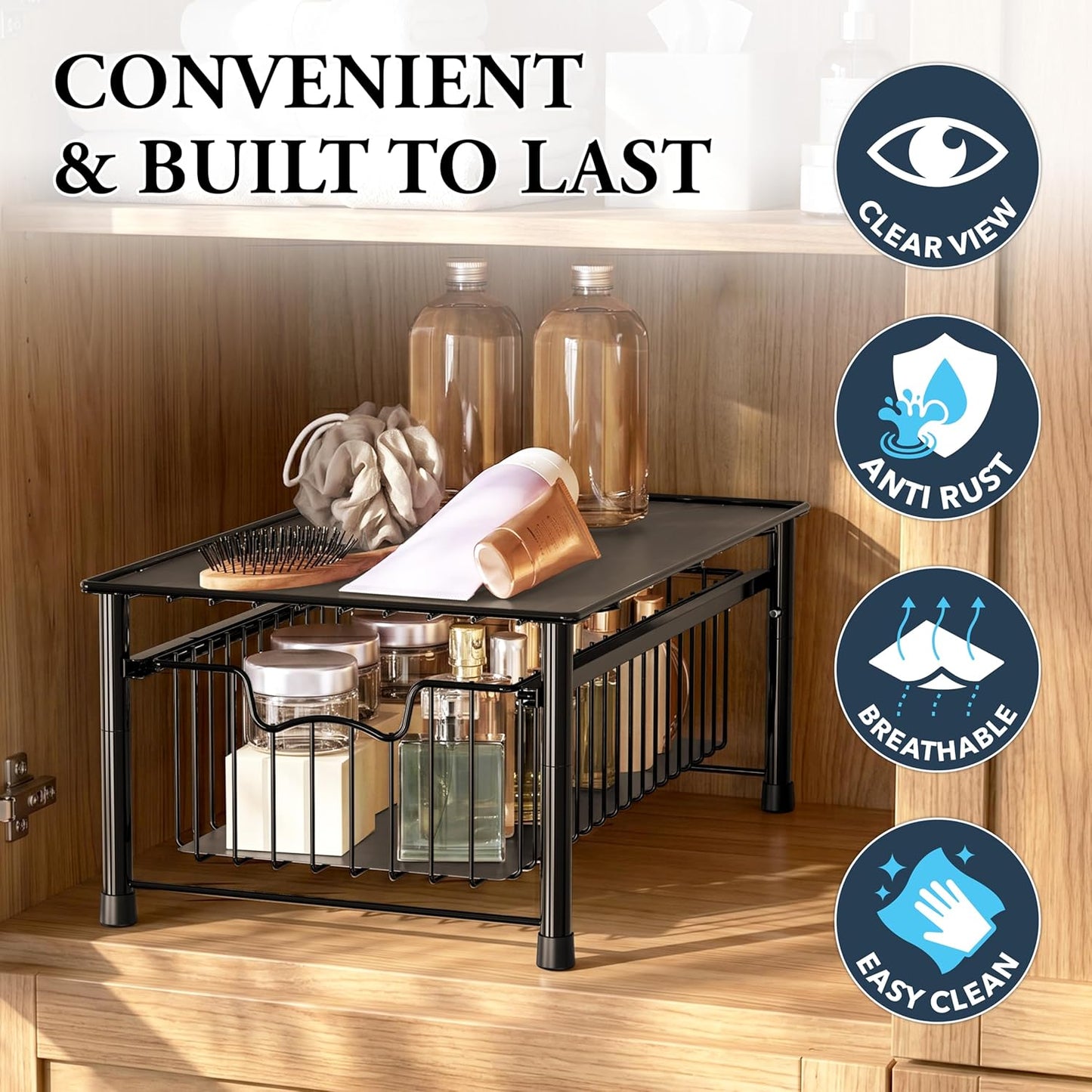 Simple Houseware Stackable Basket Drawer, Chrome