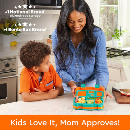 Bentgo Kids Bento-Style 5-Compartment Leak-Proof Lunch Box - Ideal Portion Sizes for Ages 3 to 7 - Durable, Drop-Proof, Dishwasher Safe, PFAS & BPA-Free & Made with Food-Safe Materials (Purple)