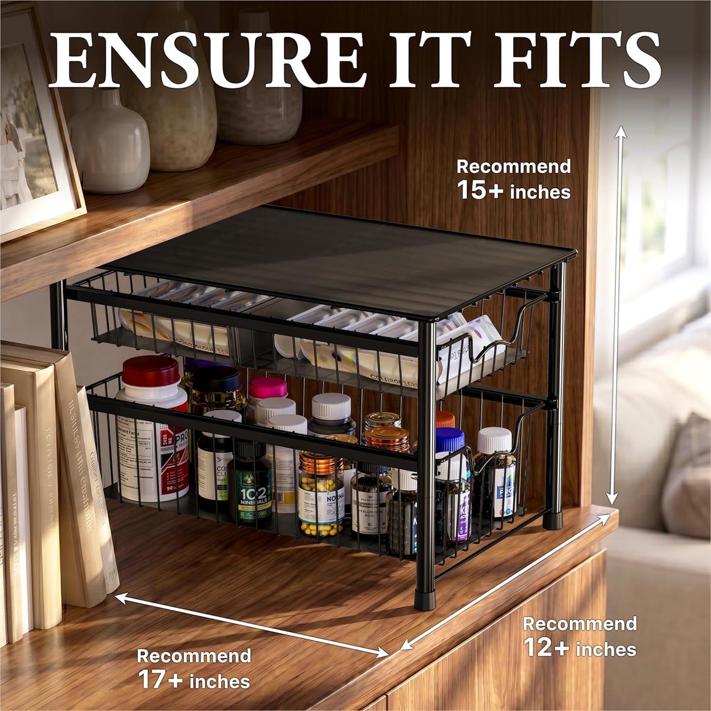 Simple Houseware Stackable Basket Drawer, Chrome