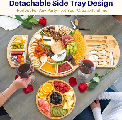 Charcuterie Boards Set – Large Bamboo Cheese Board & Platter with Charcuterie Accessories, Housewarming Gifts for New Home, Christmas, Bridal Shower, New House Gift