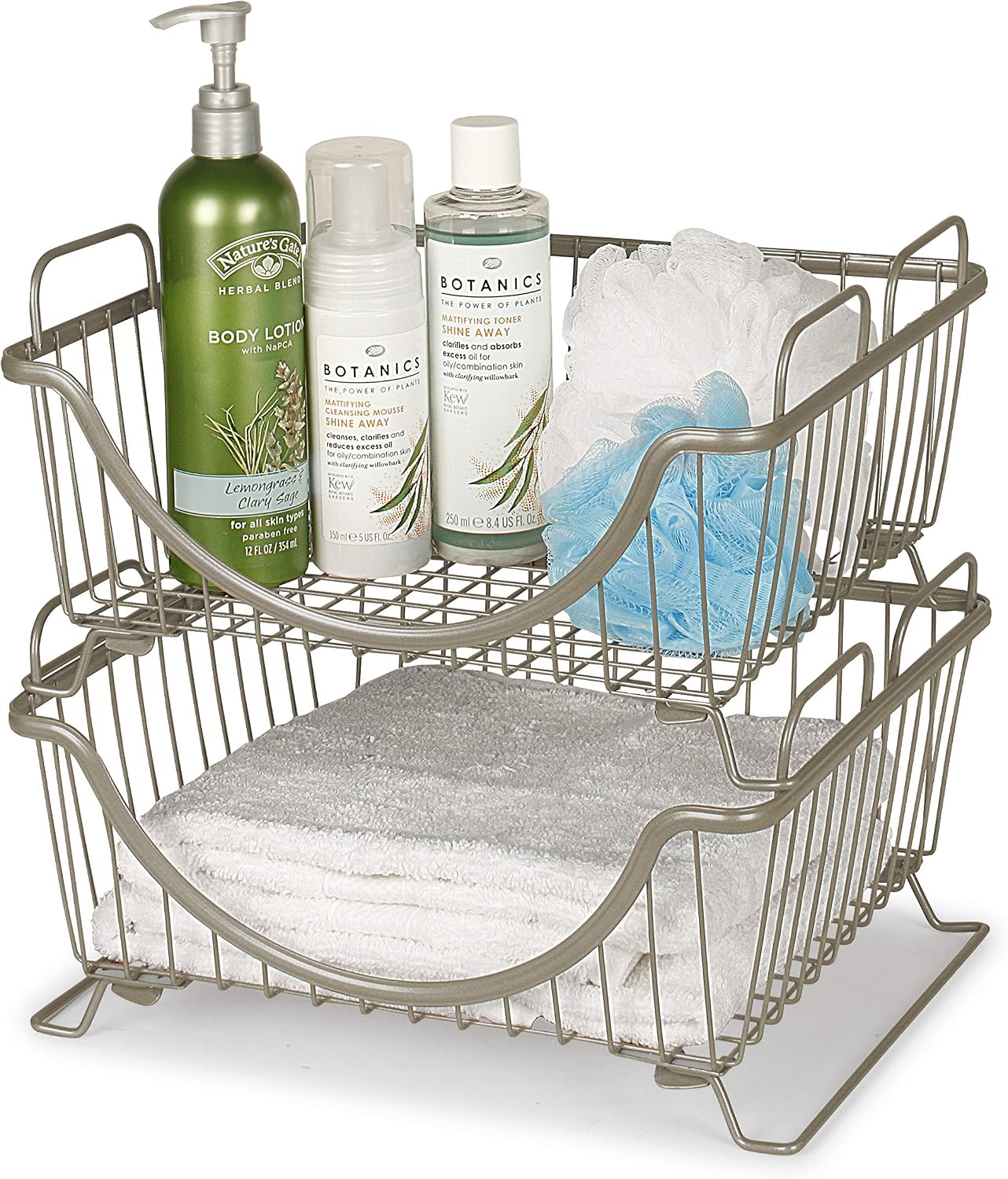 Spectrum Diversified 20077 Ashley Stackable Basket Tray, Satin Nickel