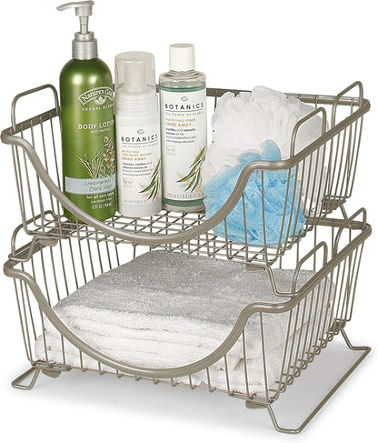 Spectrum Diversified 20077 Ashley Stackable Basket Tray, Satin Nickel