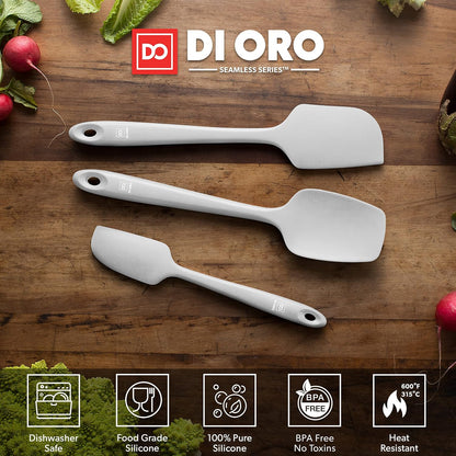 DI ORO Silicone Spatula Set - Rubber Kitchen Spatulas for Baking, Cooking, & Mixing - 600°F Heat-Resistant & BPA Free Silicone Scraper Spatulas for Nonstick Cookware - Dishwasher Safe (3pc, Black)
