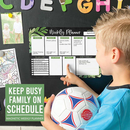Hadley Designs Weekly Magnetic Calendar for Refrigerator - Dry Erase Board for Fridge, Magnetic Weekly Planner for Kitchen, Reusable Schedule Organizer (Farmhouse)
