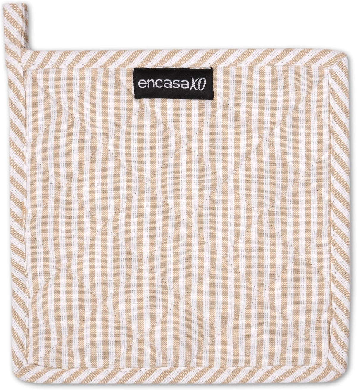 Encasa XO Pot Holders, Quilted Kitchen Hot Pads 8"x8" Black