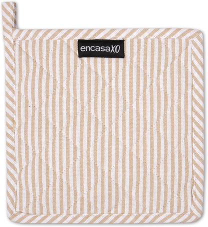 Encasa XO Pot Holders, Quilted Kitchen Hot Pads 8"x8" Black