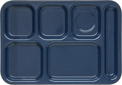 Carlisle FoodService Products Melamine Lunch Tray with 4 Compartments, Right Handed Cafeteria Tray with Divided Compartments for Food, 10" x 9.75", Dark Blue