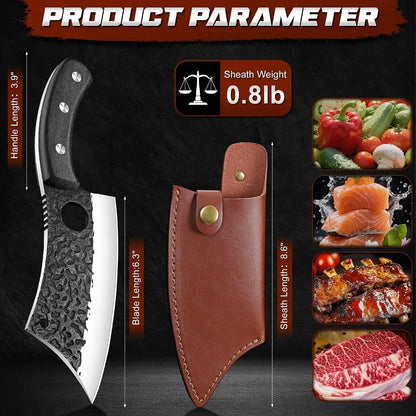 ROCOCO Viking Cleaver Knife Birthday - Kitchen Axe & Sheath Father Gift Men