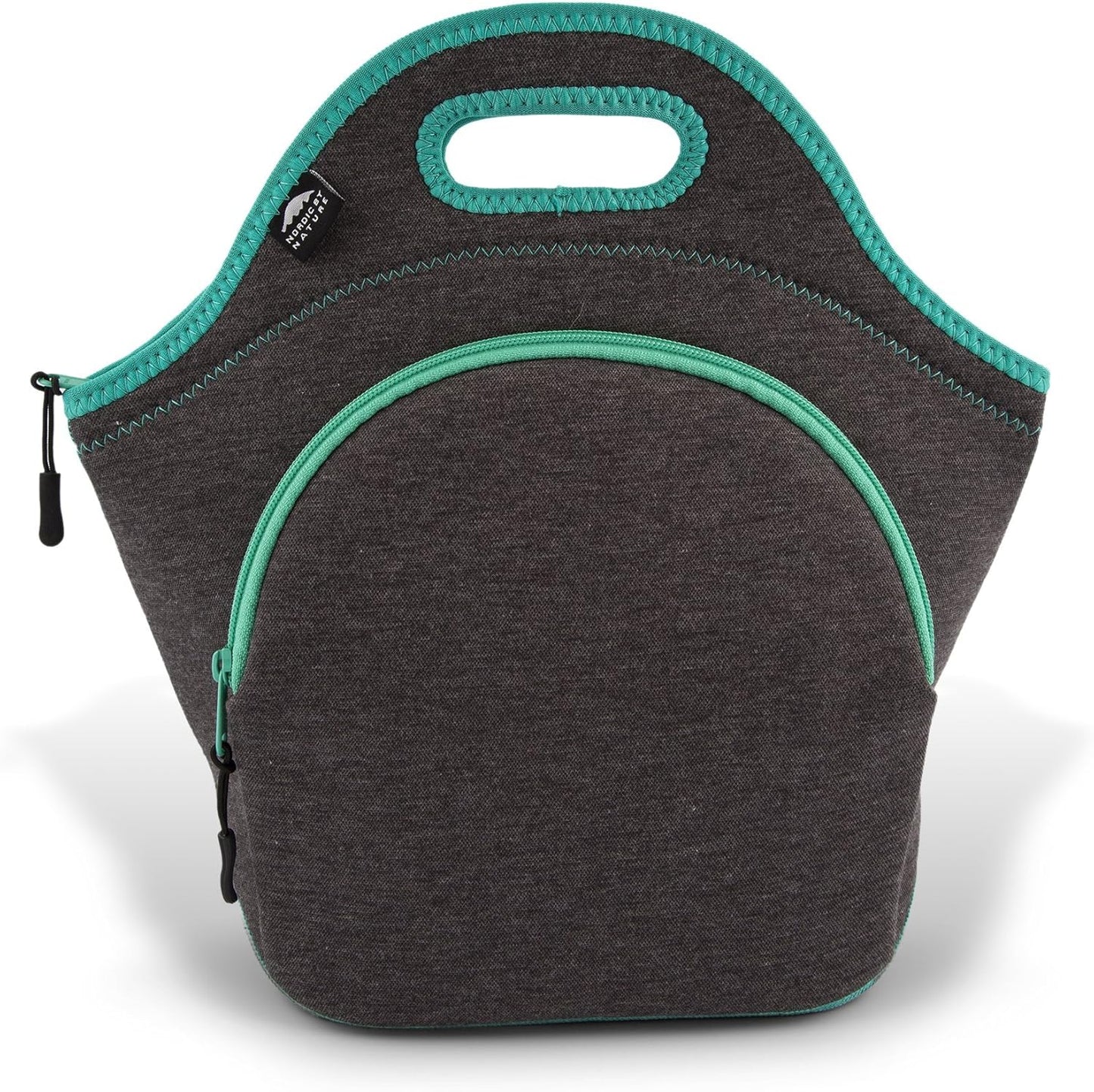 Nordic By Nature Large Neoprene Lunch Bag for Women & Lunch tote for Kids Insulated Lunch bag Reusable Washable Extra Thick Neoprene & Soft Cotton Feel, Premium Stitching, Outside Pocket, (L) Black